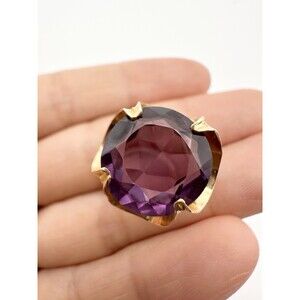 Vintage 14k Gold 10ct Lab Purple Sapphire Cocktail Ring Size 6